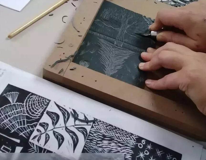 Lino cutting and printing